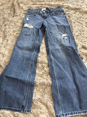 Hollister Distressed Wide-Leg Blue Jeans